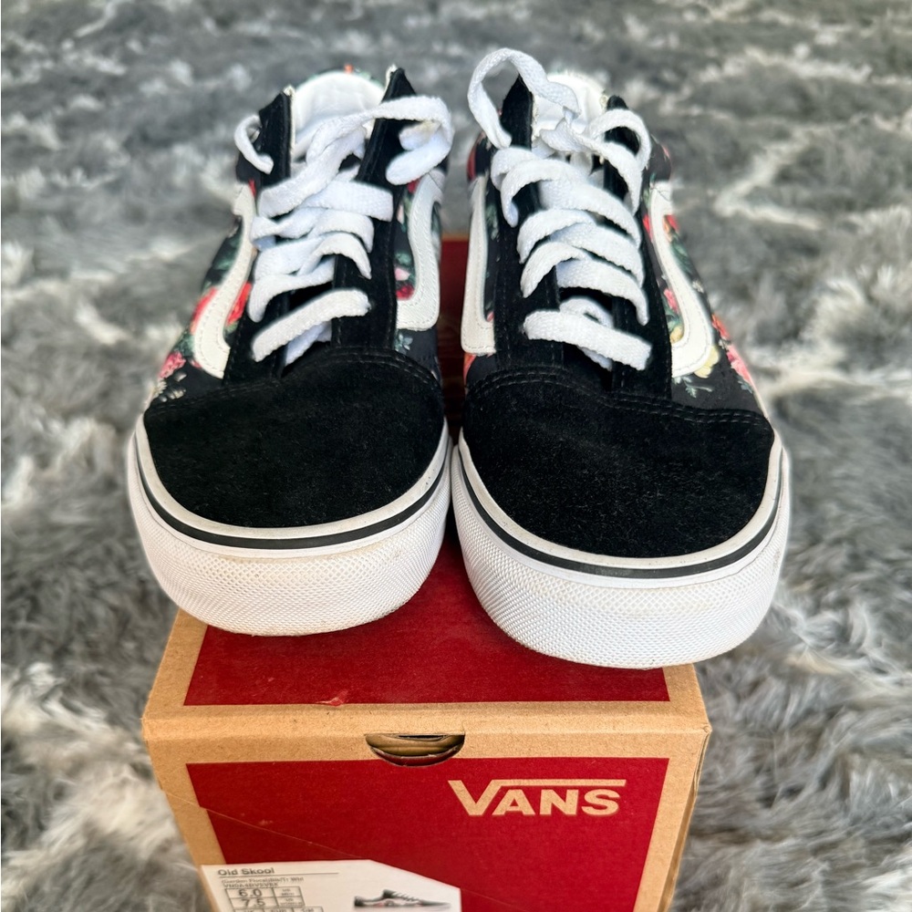 Vans Black Floral Low-Top Sneakers